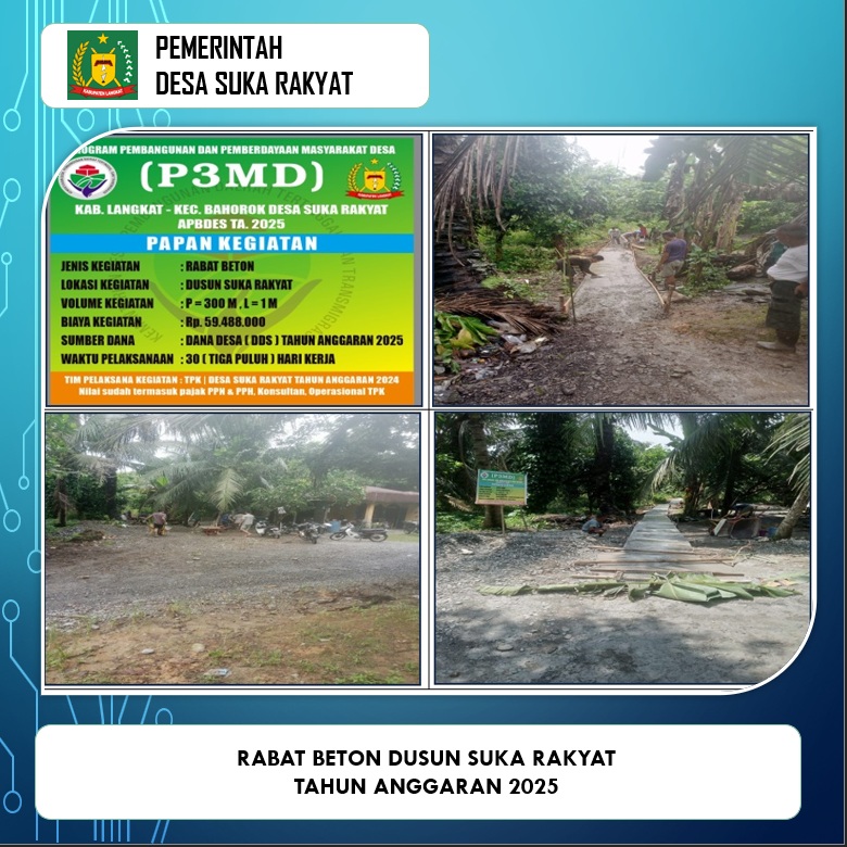 Pembangunan Jalan Usaha Tani, Dusun Suka Rakyat 2025