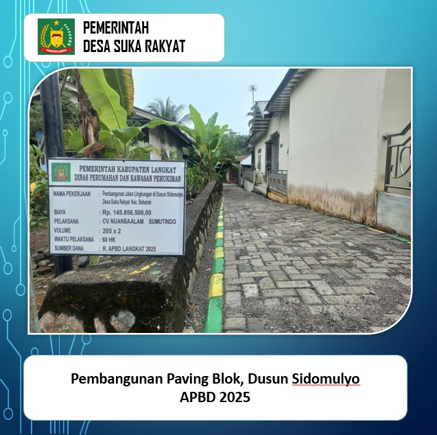 Pembangunan Paving Blok, Dusun Sido Mulyo, APBD 2025